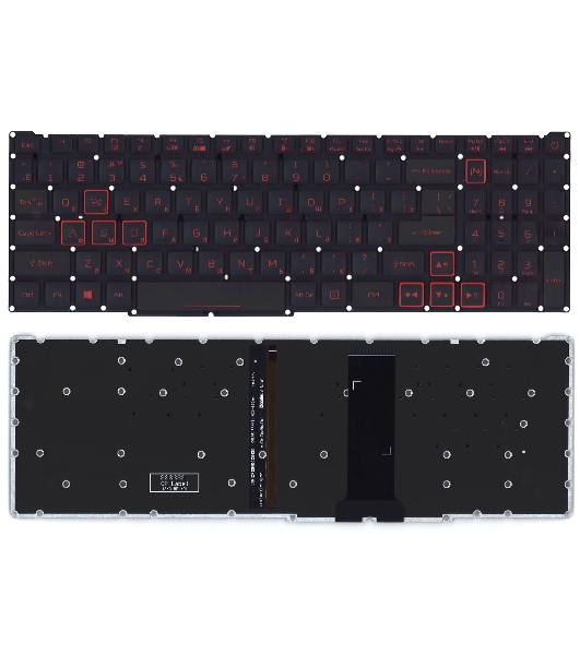 Клавиатура для ноутбука Acer Nitro 5 AN517-51 черная с красной подсветкой
