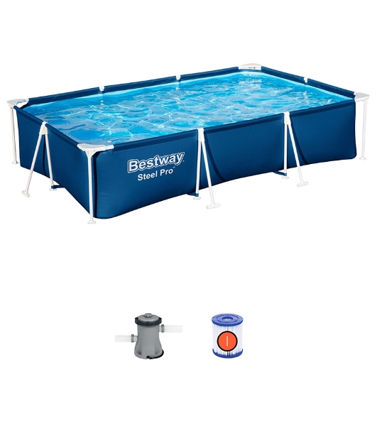 Бассейн каркасный Bestway 300х201х66см, 3300 л, с ф.-насосом, 56411