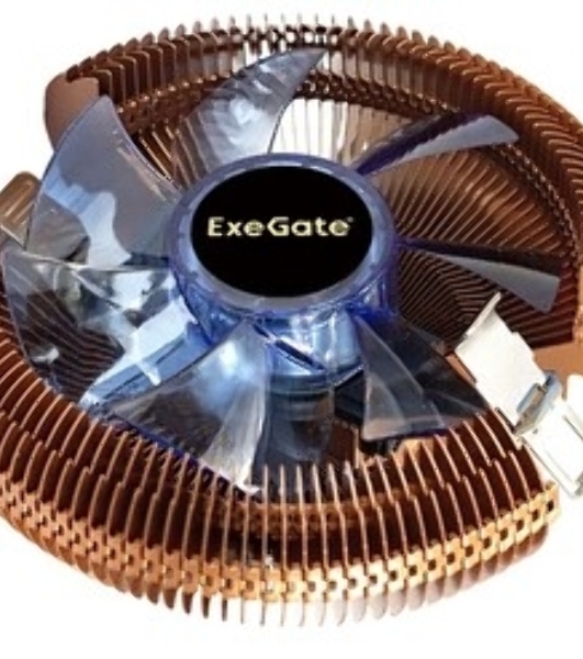 Кулер для процессора ExeGate Wizard EE91-PWM.Cu.BLUE бронзовый, 90 мм, алюминий/медь, 2400 об/мин, 24 дБ, 4 pin, 80 Вт, 58 мм