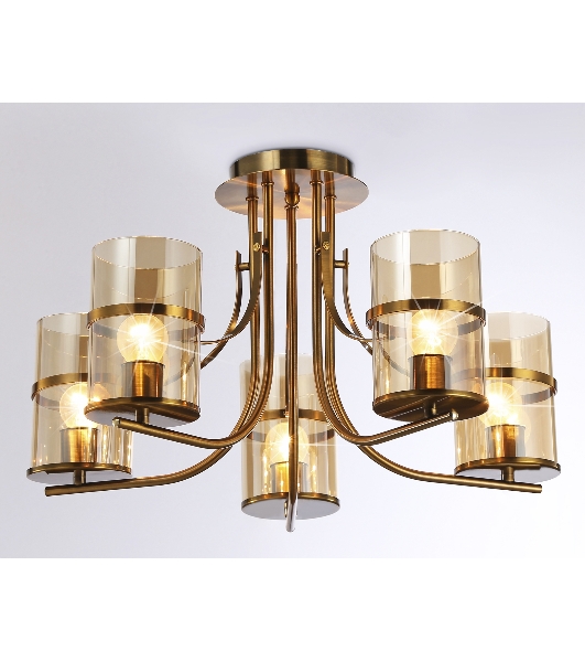 Светильник Ambrella light TR3222/5 GD/TI золото/янтарь E27*5 max 40W D540*300