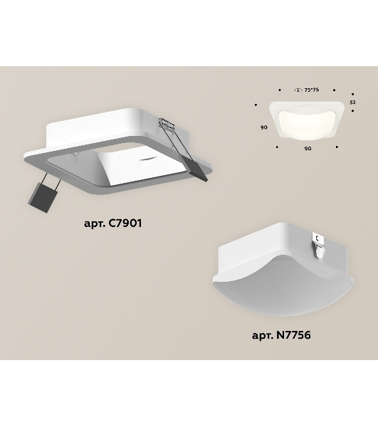 Комплект встраиваемого светильника Ambrella light XC7901014 SWH/FR белый песок/белый матовый MR16 GU5.3 (C7901, N7756)