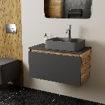 Комплект: тумба Bau Dream Blackwood графит 80, раковина BAU Cerama 48х37, темно-серая, смеситель Hotel Dream, нерж сталь, фото10