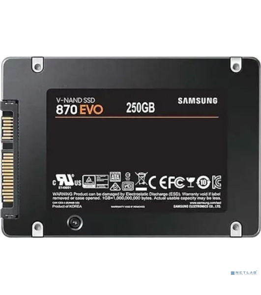 Накопитель SSD Samsung 870 EVO, 250Gb, SATA III, 2.5', R/W 560/530