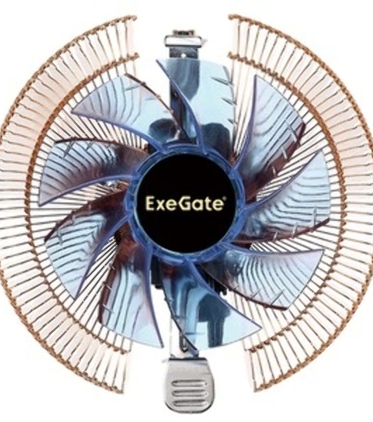 Кулер для процессора ExeGate Wizard EE91-PWM.Cu.BLUE бронзовый, 90 мм, алюминий/медь, 2400 об/мин, 24 дБ, 4 pin, 80 Вт, 58 мм