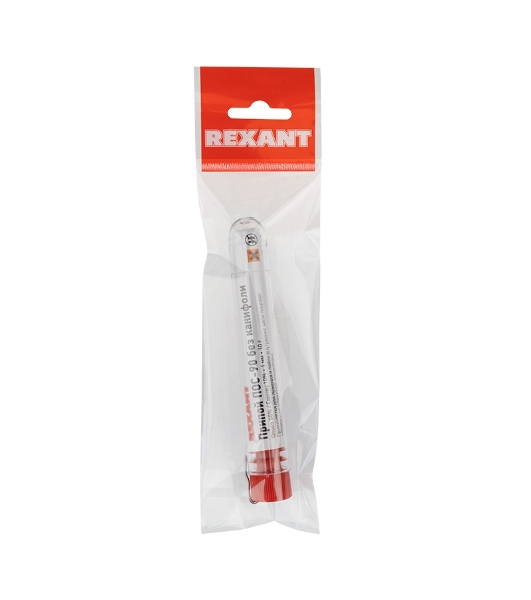 Припой без канифоли ПОС-90 Rexant, 10 г, Ø1.0 мм, (олово 90%, свинец 10%), колба