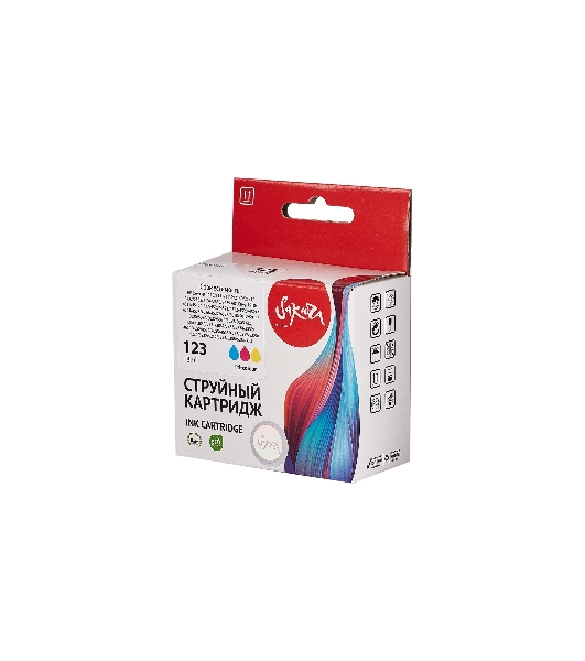 Картридж струйный Sakura F6V16AE (№123 Tri-colour) для HP, триколор, 18 мл., 330 к.