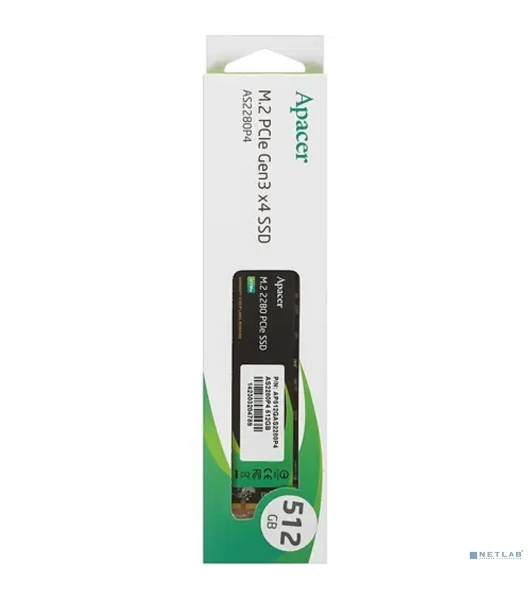 Накопитель SSD Apacer AS2280P4, 512Gb, M.2 2280, PCIe 3.0 x4, NVMe, R/W 2100/1500
