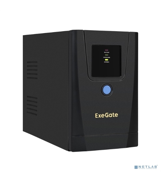 Источник бесперебойного питания ExeGate SpecialPro UNB-650.LED.AVR.1SH.2C13 650VA/360W, LED, AVR, 1*Schuko+2*C13, металлический корпус, черный