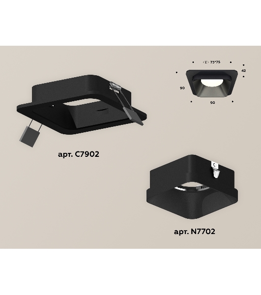 Комплект встраиваемого светильника Ambrella light XC7902002 SBK черный песок MR16 GU5.3 (C7902, N7702)