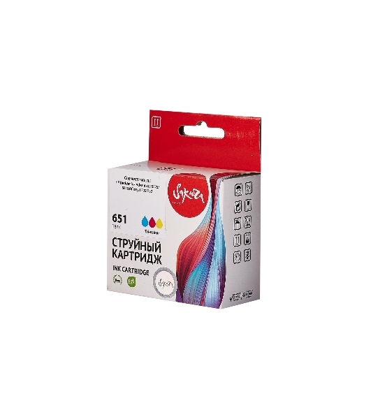 Картридж струйный Sakura C2P11AE (№651 Tri-colour) для HP, триколор, 18 мл.