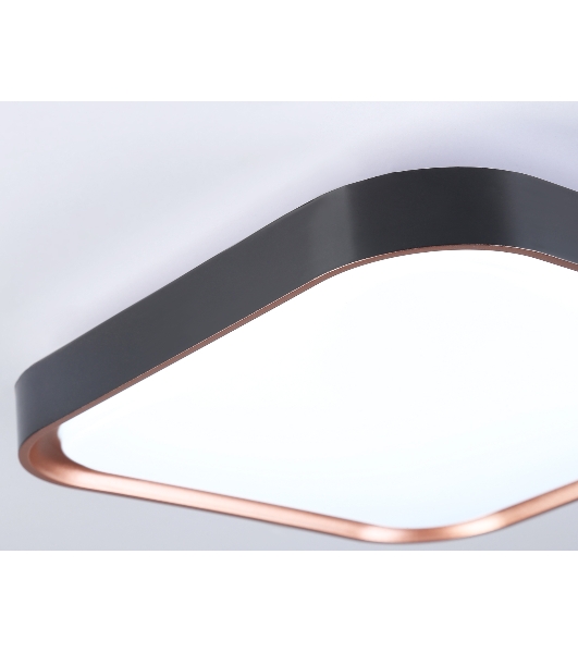 Потолочный светодиодный светильник Ambrella light FZ1271 BK/PGD черный/розовое золото 27W 5000K 350*350*60 (Без ПДУ)