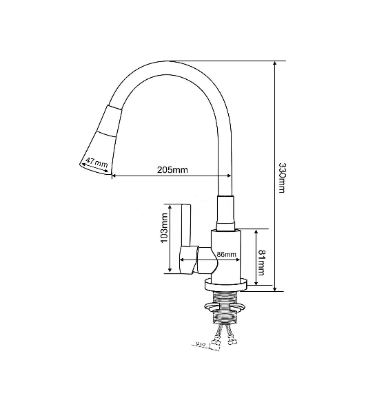 SUS123TBL-016F Смеситель для кухни, ø35