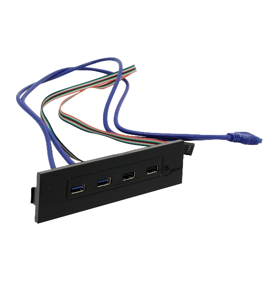 Планка USB на переднюю панель ExeGate U5H-614, 5.25', 2хUSB+2хUSB 3.0, черная, подсоед-е к мат.плате