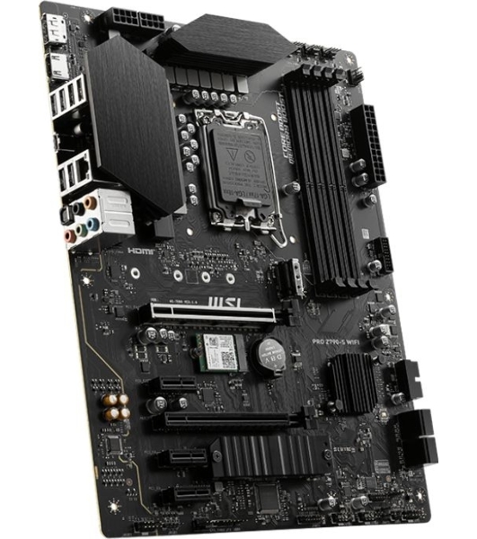 Материнская плата MSI PRO Z790-S WIFI, LGA 1700, ATX, 4xDDR5, 1xPCIe 5.0 x16, 4xM.2, 4xSATA, 1xHDMI, 1xDP, 2.5 Gigabit Ethernet, 7.1 аудио