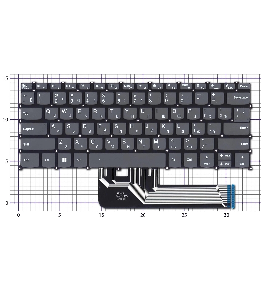 Клавиатура для ноутбука Lenovo Flex 5-14 серая без подсветки