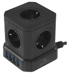 Сетевой фильтр Cablexpert Tower, TWR-5-U4-B-3, 5 р, 10А, 4хUSB, 3.1А, 3 м, ур.защиты 4+, черный, коробка, фото4