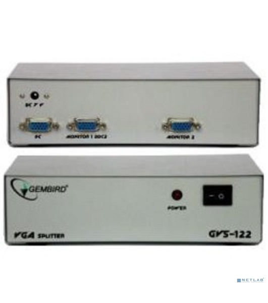 Разветвитель GVS122 Разветвитель сигнала VGA на 2 монитора (Gembird)