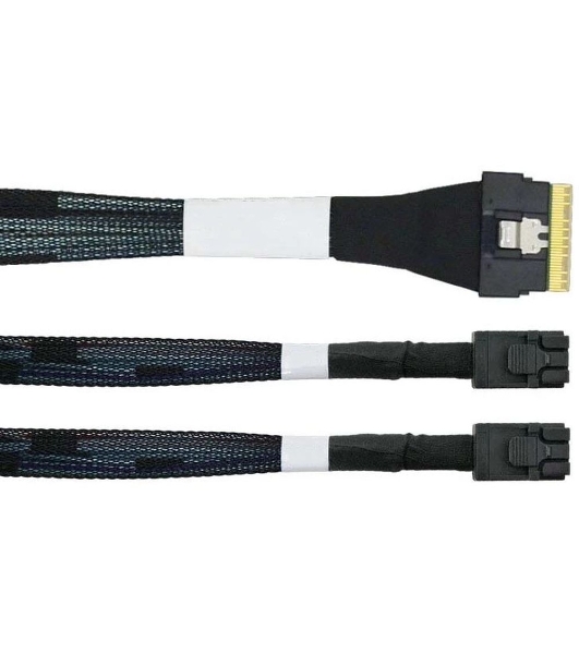 Кабель LR-Link SlimSAS x8 to 2 x miniSAS HD (SFF-8654 x8 - 2 x SFF-8643) Cable, 800мм