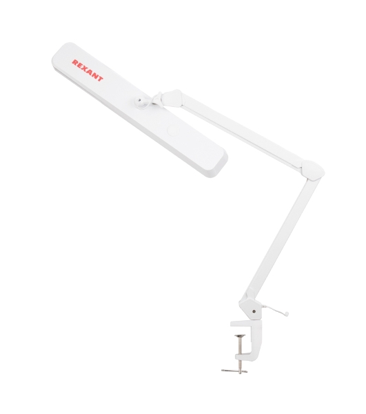 Лампа настольная бестеневая на струбцине Rexant ECO light, 324 SMD LED с диммером, теплый/холодный цвет свечения, белая