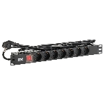 Блок розеток ITK PDU 7 розеток DIN49440 (нем. cтанд.) с LED выключателем, 1U, шнур 2м вилка DIN49441 (нем. станд.), профиль из ПВХ, черный, фото4