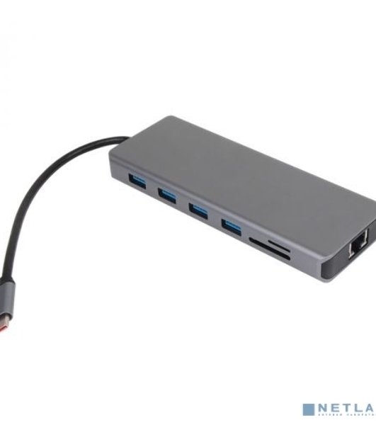 USB-концентратор VCOM CU4706, USB Type-C, HDMI/DP/USB3.0/TC/USB2.0/RJ45/SD/TF/PD/3.5 мм jack, USB Type-C