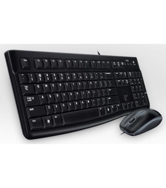 Комплект клавиатура+мышь Logitech MK120 проводной, USB, 1000 DPI, чёрный(заводская гравировка)