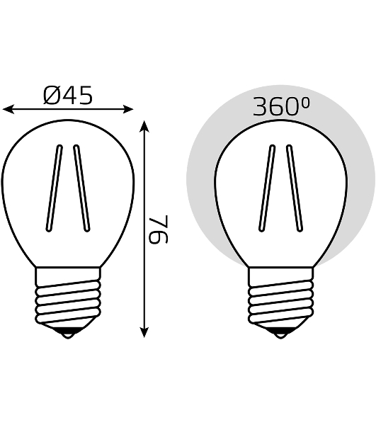 Лампа филам. Gauss Filament 12Вт цок.:E27 шар св.свеч.бел.теп. (упак.:10шт) (52212)