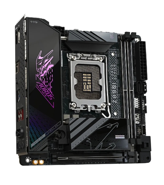 Материнская плата Gigabyte Z890I AORUS ULTRA, LGA 1851, Intel Z890, 2xDDR5, 2xSATA, 2xM.2, 1xPCIe 5.0 x16, 1xDP, 1xHDMI, 1xUSB-C, 1x Thunderbolt 4, 1x 2.5Gb LAN, 2xUSB-A 3.2 Gen 1, 3xUSB-A 3.2 Gen 2, 2x3.5 мм, TOSLINK, 7.1, 1xUSB4, Mini-ITX
