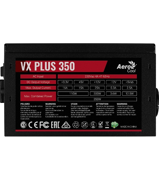 Блок питания Aerocool/Formula VX-350 PLUS, 350Вт, 120мм, черный