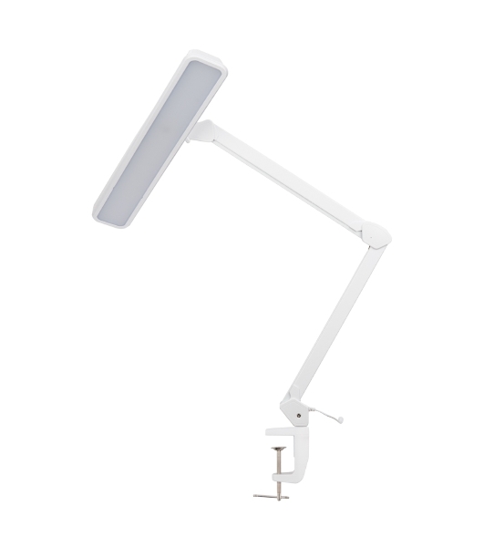 Лампа настольная бестеневая на струбцине Rexant ECO light, 324 SMD LED с диммером, теплый/холодный цвет свечения, белая