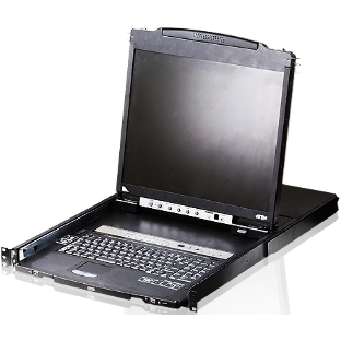 Переключатель KVM Консоль управления 16-портовый LCD 19'(1280x1024), лат./рус. клав., 16-портовый KVM-переключатель, +1 remote user(SPHD18(Male)),2хUSB(Тип а Female), KVM-порты: SPHD15(Female), каскадирование. 16P Dual RAIL LCD KVMP SWITCH 19INCH