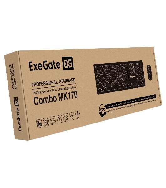 Комплект клавиатура+мышь ExeGate Professional Standard Combo MK170 проводной, USB, 1200 DPI, чёрный