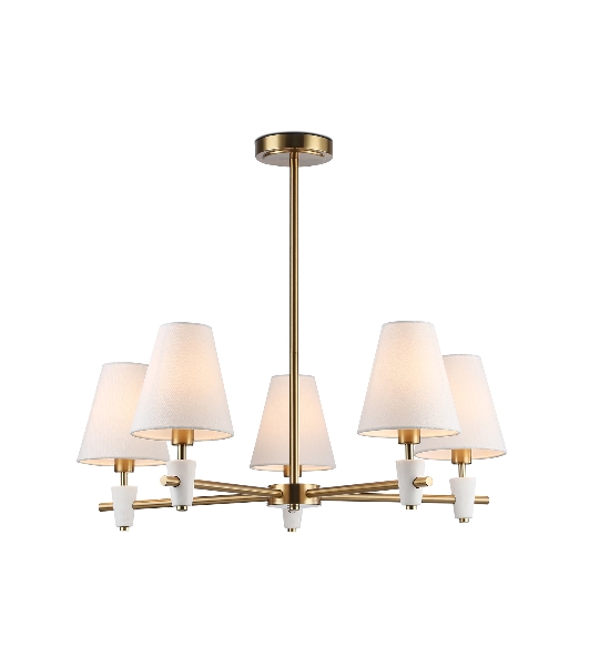 Люстра Ambrella light LH75044/5 BS/WH латунь/белый E14*5 max 40W D700*580