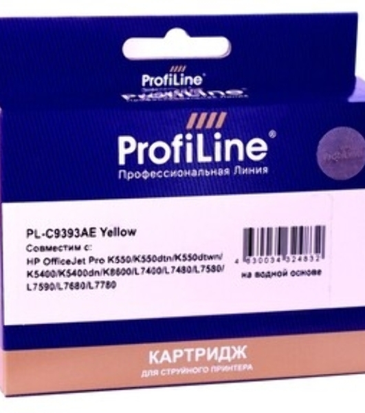 Картридж струйный ProfiLine PL-C9393AE №88 для принтеров HP Office jet HP Office jet K550/K550 dtn/K550dtwn/K5400/K5400dn/K8600/L7380/L7590 Yellow водные