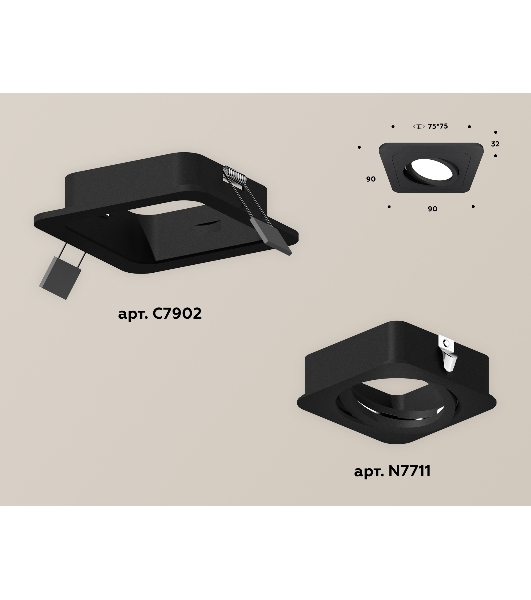 Комплект встраиваемого светильника Ambrella light XC7902010 SBK черный песок MR16 GU5.3 (C7902, N7711)