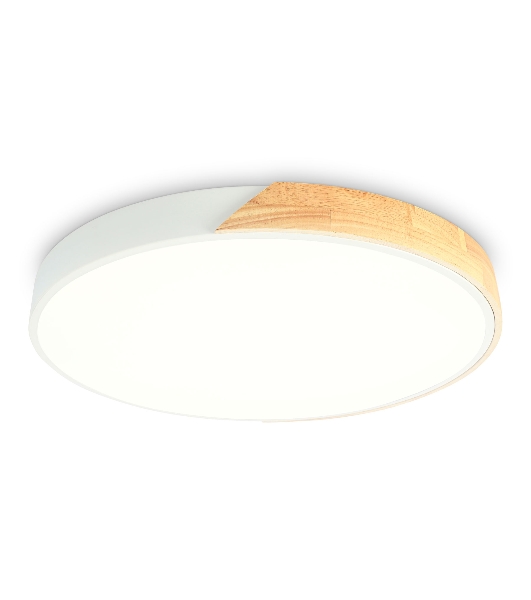 Потолочный светодиодный светильник Ambrella light FZ1301 WH/LW белый/светлое дерево 45W 5000K D500*50 (без ПДУ)