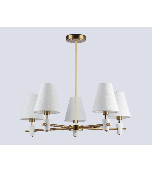 Люстра Ambrella light LH75044/5 BS/WH латунь/белый E14*5 max 40W D700*580