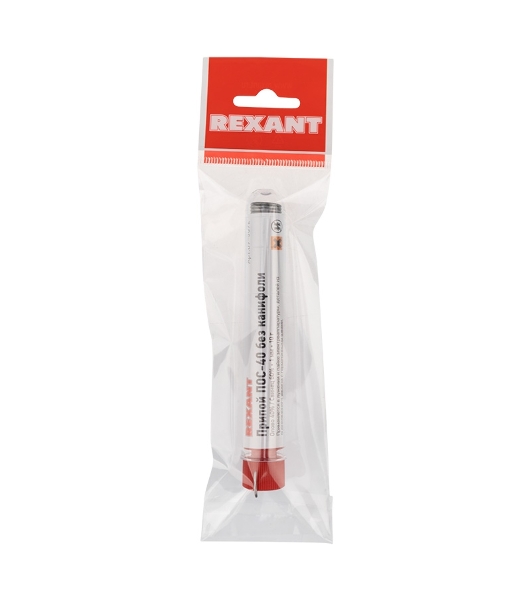 Припой без канифоли ПОС-40 Rexant, 10 г, Ø1.0 мм, (олово 40%, свинец 60%), колба