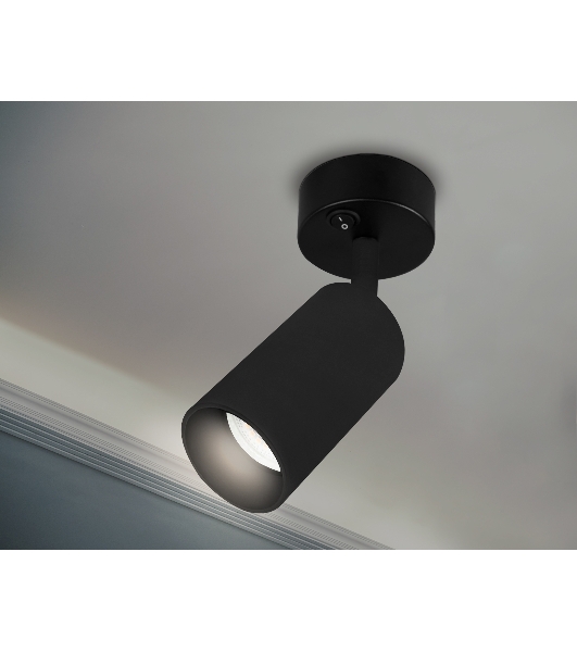 Накладной спот с выключателем Ambrella light TA127 BK черный GU10 max 12W D70*164*D55