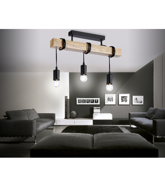 Светильник Ambrella light TR8182/3 BK/LW черный/светлое дерево E27*3 max 40W 500*50*420