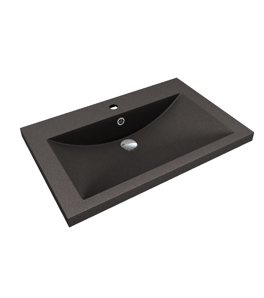 Тумба под раковину Bau Stil Loft black brushed, раковина кварцевая BAU Stil 75, черный металлик, смеситель Dream Black, черный