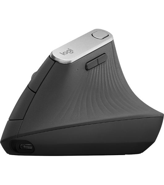 Мышь беспроводная/проводная Logitech MX Vertical графитовый, 4000 dpi, радиоканал, Bluetooth, USB, кнопки - 6