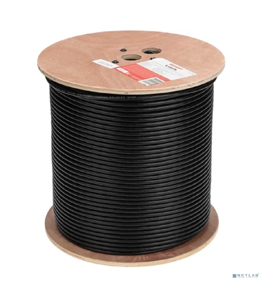 Кабель витая пара Rexant F/UTP, CAT 6, PE, 4PR, 23AWG, OUTDOOR, SOLID, черный, 305м