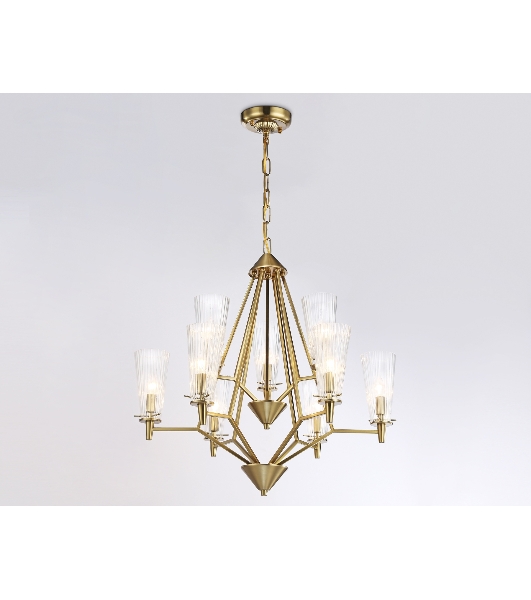 Светильник Ambrella light TR3233/6+3 BS/FR латунь/белый матовый E14*9 max 40W D730*720