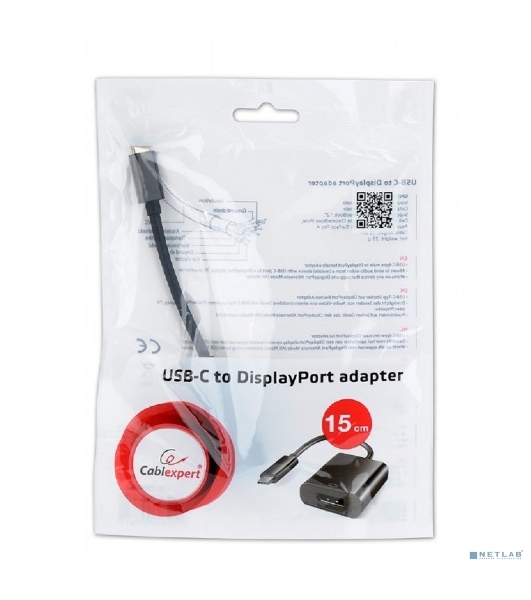 Переходник Cablexpert USB Type-C/DisplayPort, 15 см, пакет (A-CM-DPF-01)