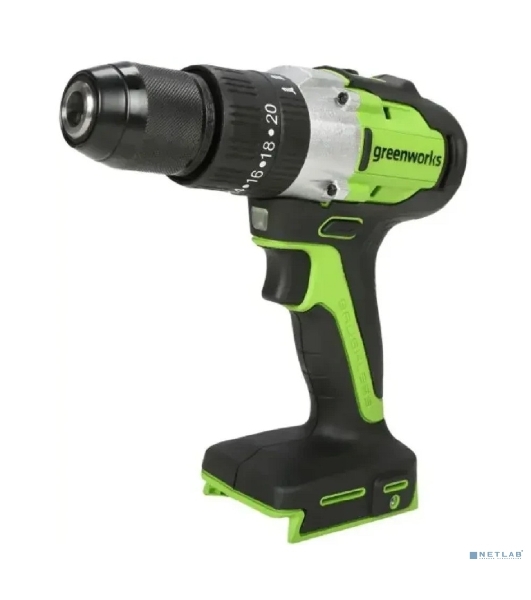 Дрель-шуруповерт GREENWORKS GD24DD60, 24 В, 0 Ач, 60 Нм, бесщеточный, ударный
