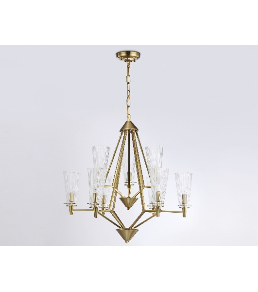 Светильник Ambrella light TR3233/6+3 BS/FR латунь/белый матовый E14*9 max 40W D730*720