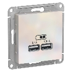 Механизм розетки USB AtlasDesign 5В 1порт х 2.1А 2порта х 1.05А жемчуг SchE ATN000433, фото8