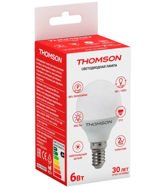 Лампа светодиодная Hiper THOMSON LED GLOBE 6W 500Lm E14 4000K TH-B2032