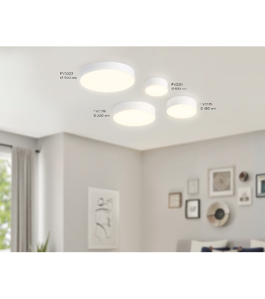 Потолочный светодиодный светильник Ambrella light FV5523 WH белый LED 35W 3000K D300*58 (Без ПДУ)